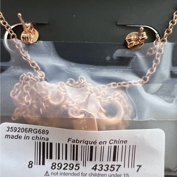 Coach Rose Gold Women's Open Circle Necklace and Tea Rose Stud Earring Set - Picture 6 of 6